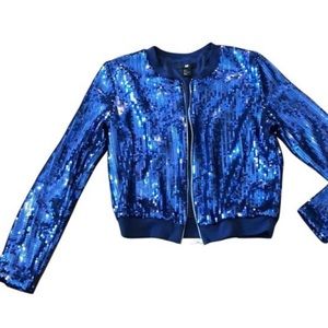 Blue sequin bomber Jacket